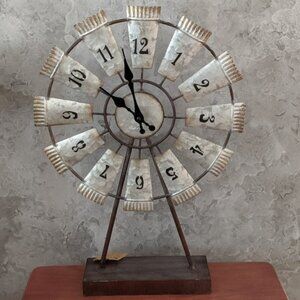 Metal Table Windmill Clock Battery Operated